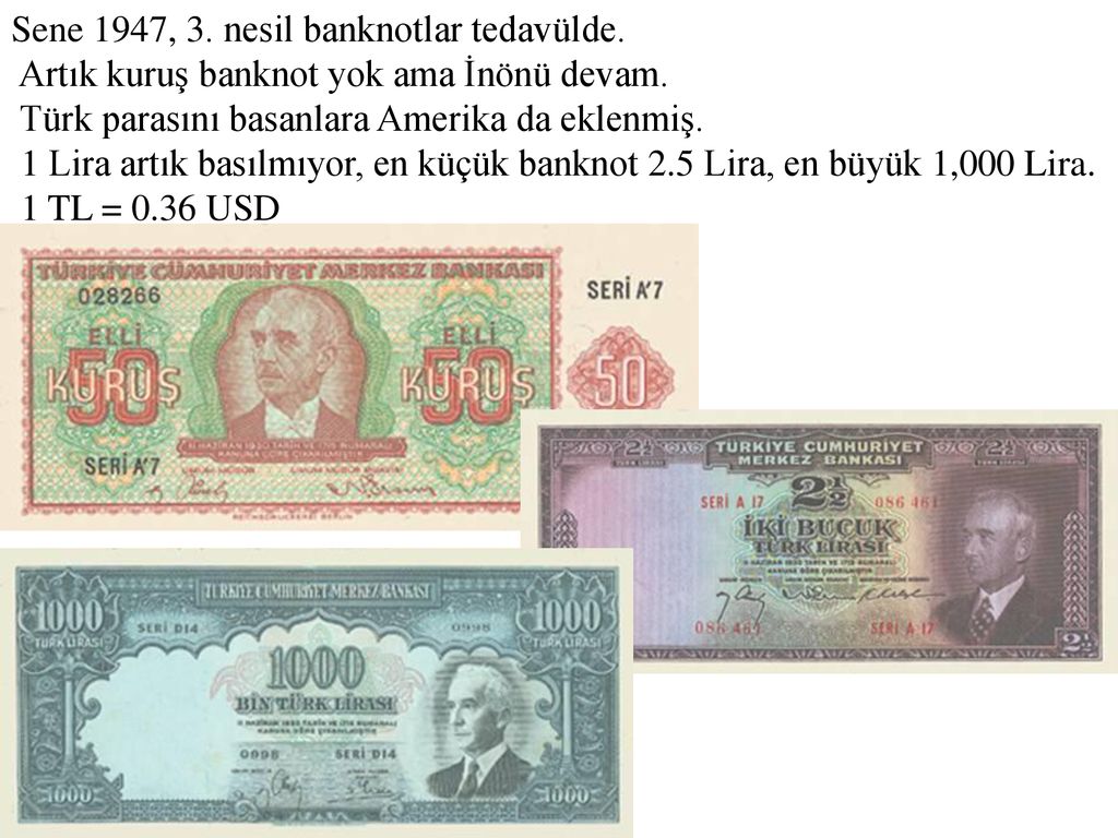 Sene T Rkiye Cumhuriyeti Ilk Banknotlar N Kart Yor Ppt Indir