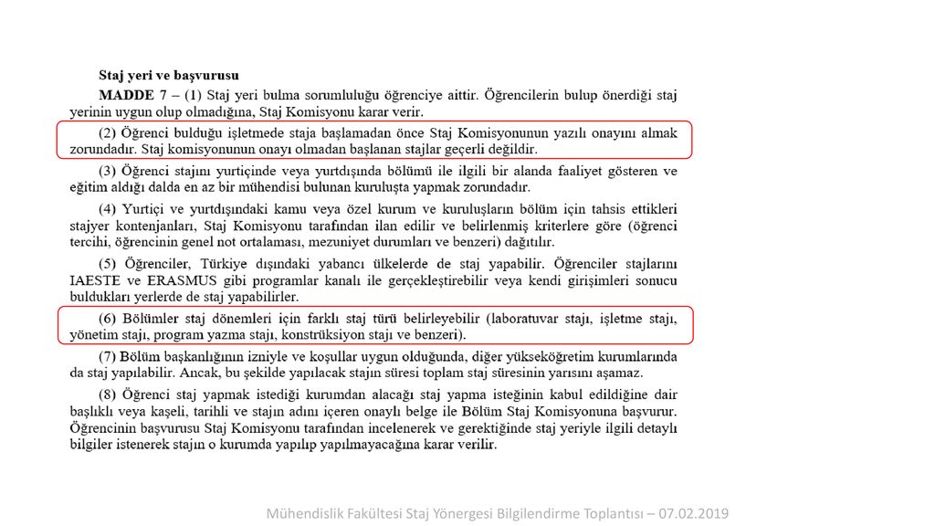 MÜHENDİSLİK FAKÜLTESİ STAJ YÖNERGESİ BİLGİLENDİRME TOPLANTISI - Ppt Indir