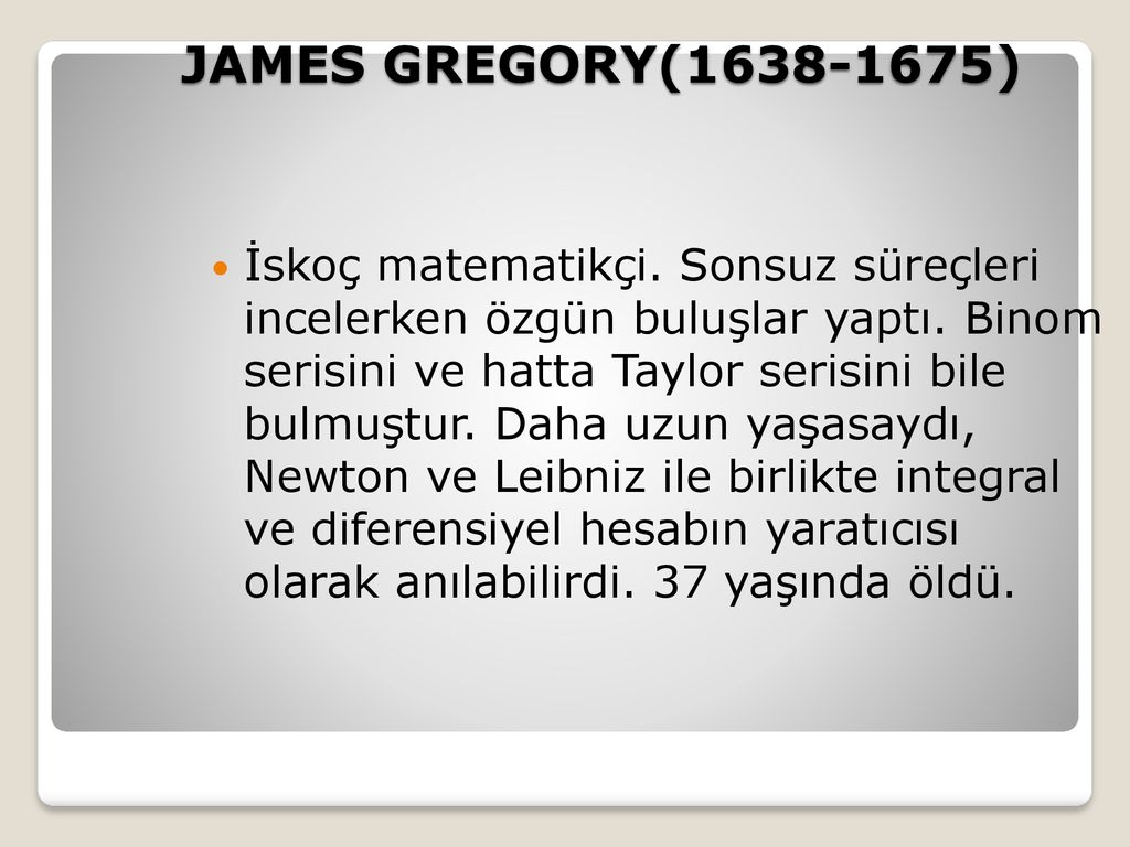 JAMES GREGORY( )