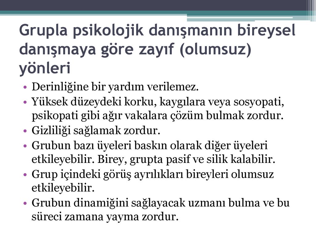 PSİKOLOJİK DANIŞMA VE REHBERLİKTE BAŞLIÇA HİZMET TÜRLERİ - Ppt Indir