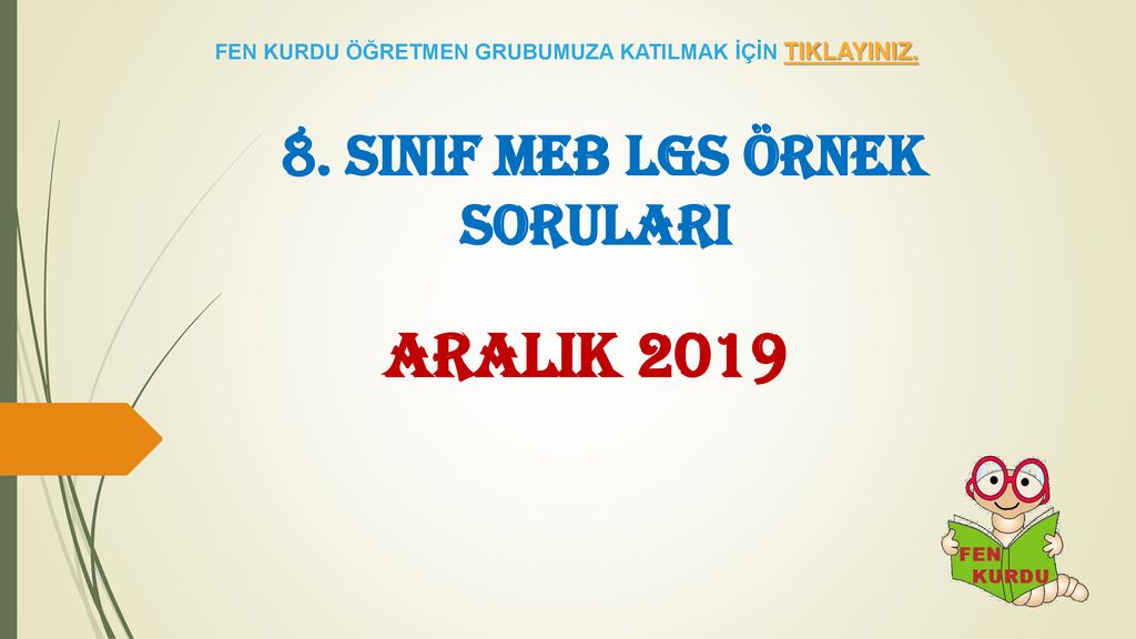 8. SINIF MEB LGS ÖRNEK SORULARI - Ppt Indir