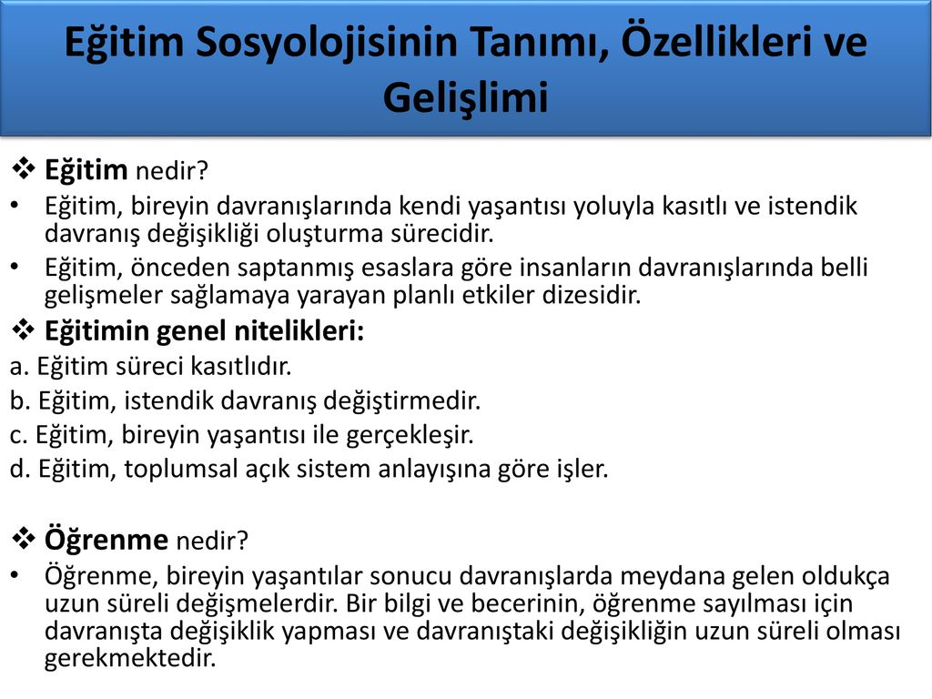 EĞİTİM SOSYOLOJİSİ. - Ppt Indir