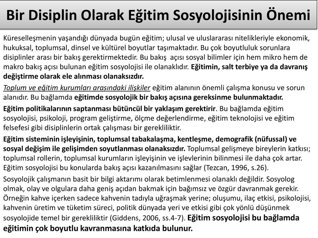 EĞİTİM SOSYOLOJİSİ. - Ppt Indir