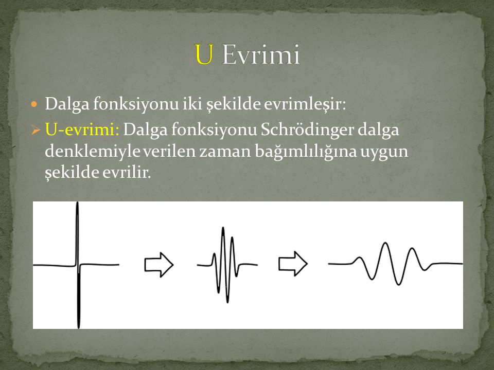 U Evrimi Dalga fonksiyonu iki şekilde evrimleşir: