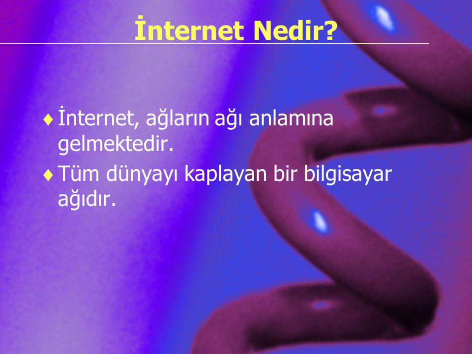 İnternet Nedir İnternet, ağların ağı anlamına gelmektedir.