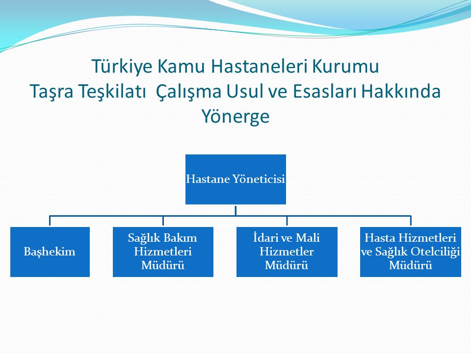Türkiye Kamu Hastaneleri Kurumu Taşra Teşkilatı Çalışma Usul ve Esasları Hakkında Yönerge