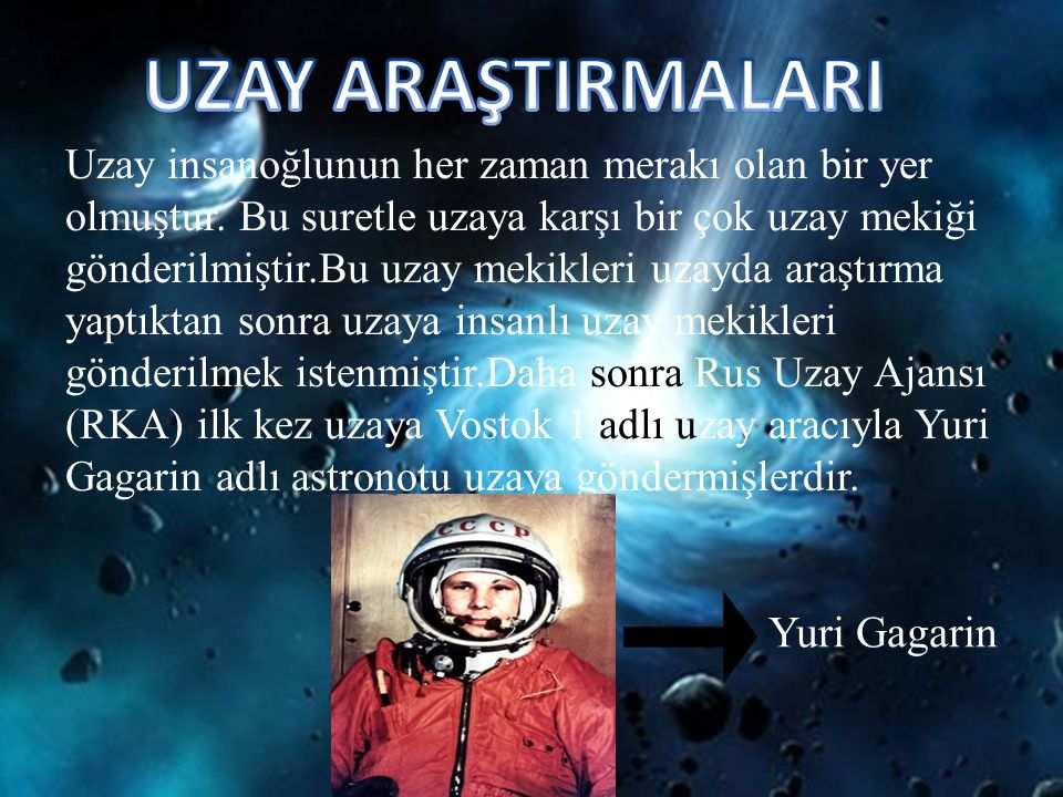 UZAY ARAŞTIRMALARI Yuri Gagarin
