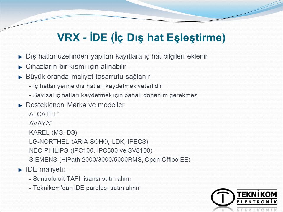 VRX - İDE (İç Dış hat Eşleştirme)