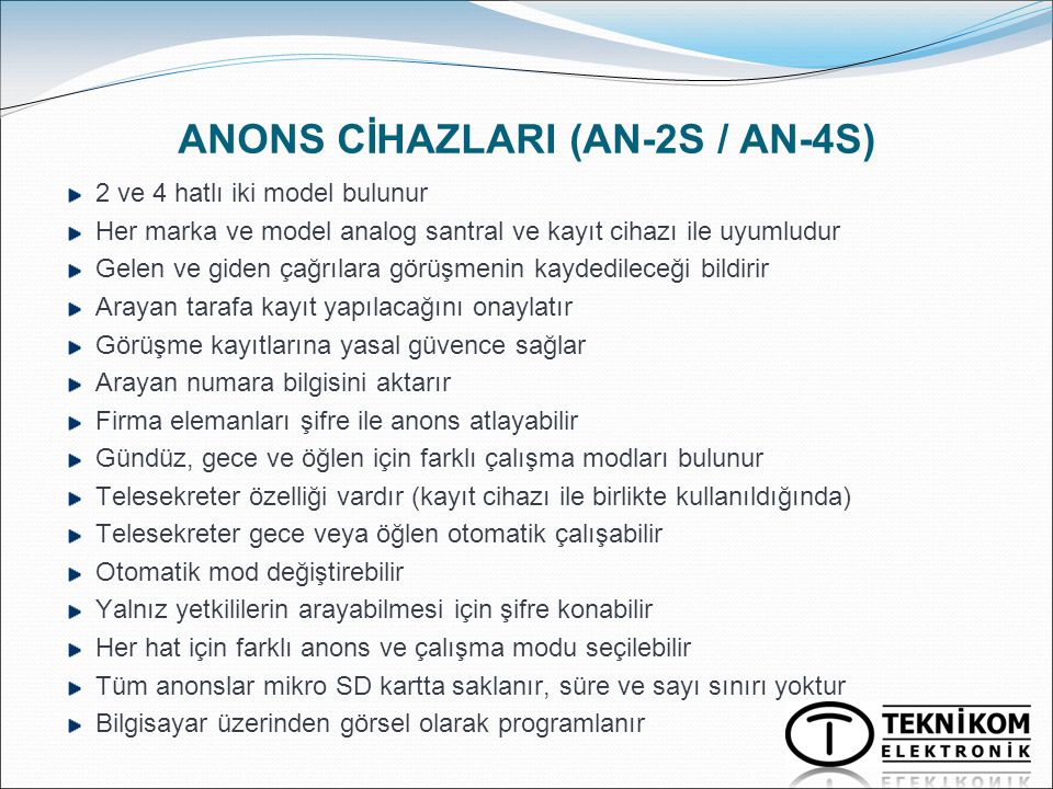 ANONS CİHAZLARI (AN-2S / AN-4S)