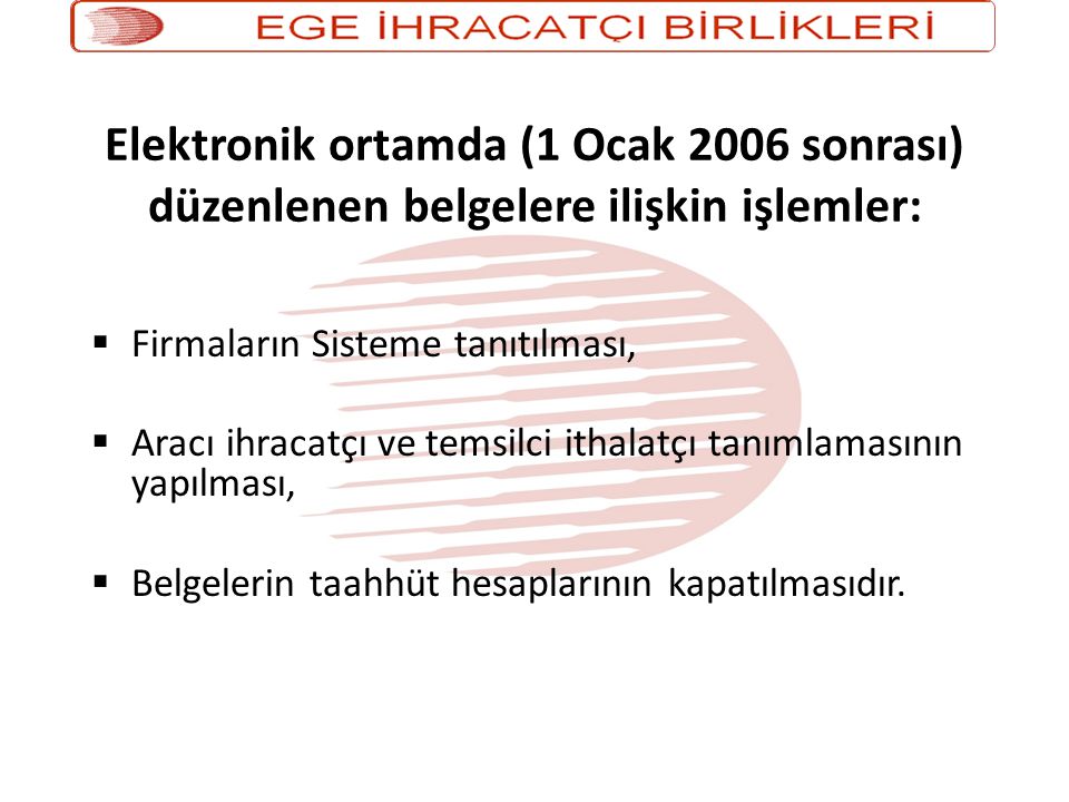 Elektronik ortamda (1 Ocak 2006 sonrası) düzenlenen belgelere ilişkin işlemler: