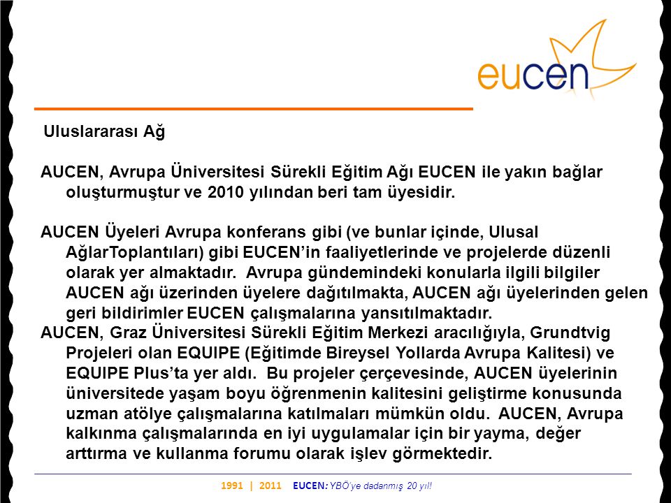 AUCEN, Avrupa Üniversitesi Sürekli Eğitim Ağı EUCEN ile yakın bağlar