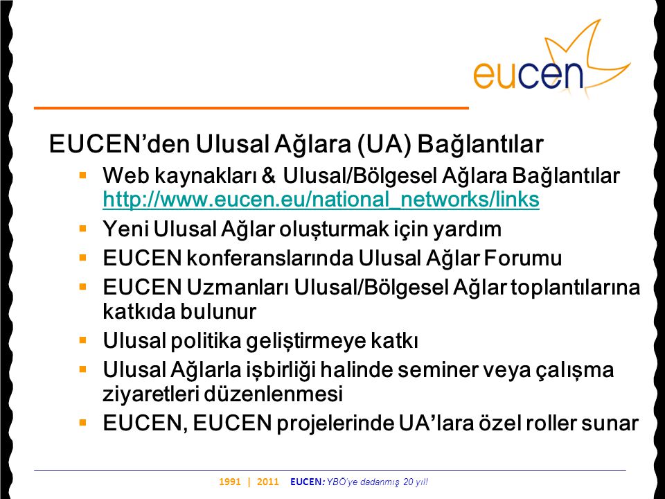 EUCEN’den Ulusal Ağlara (UA) Bağlantılar