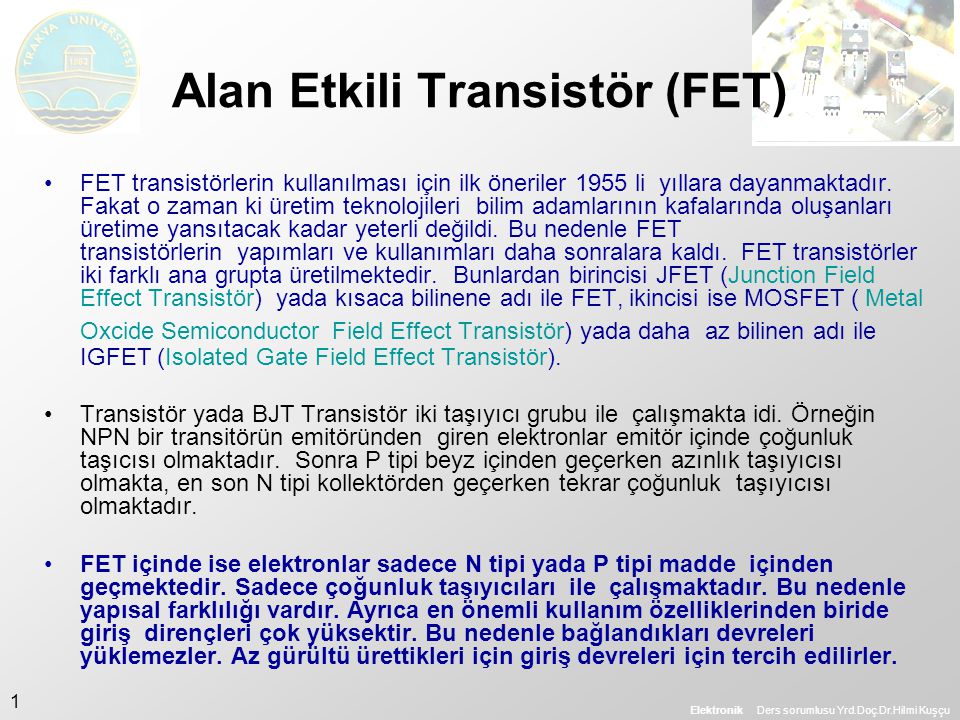 Alan Etkili Transistör (FET)