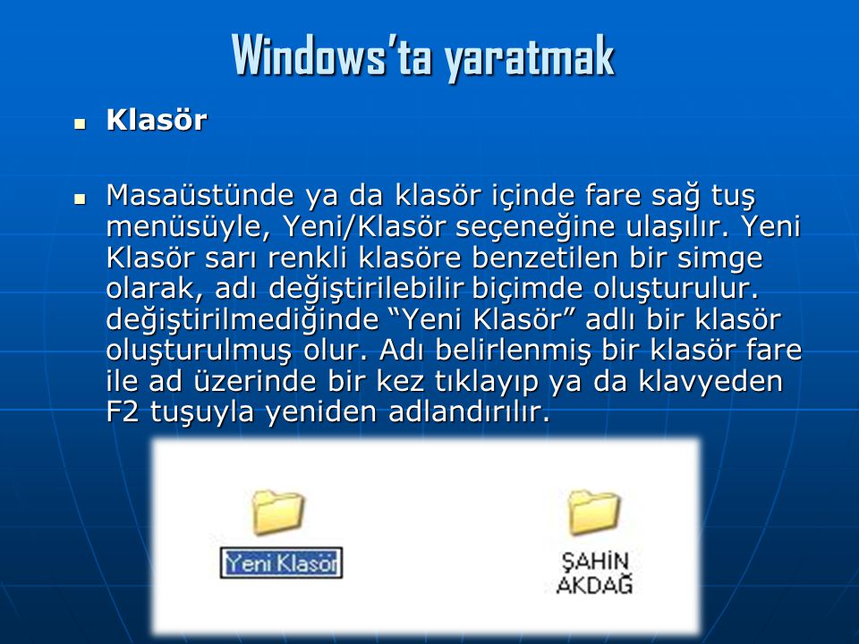 Windows’ta yaratmak Klasör