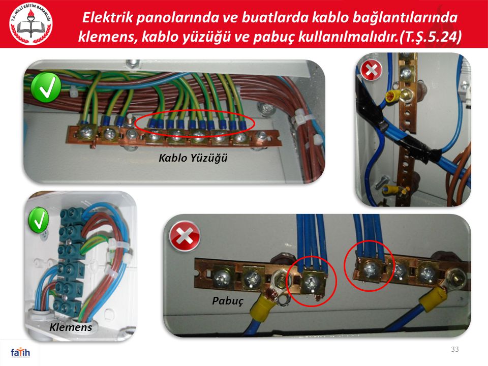Elektrik panolarında ve buatlarda kablo bağlantılarında