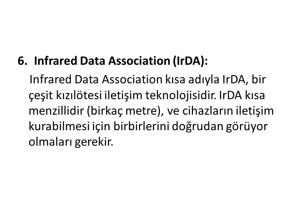 Infrared Data Association (IrDA):