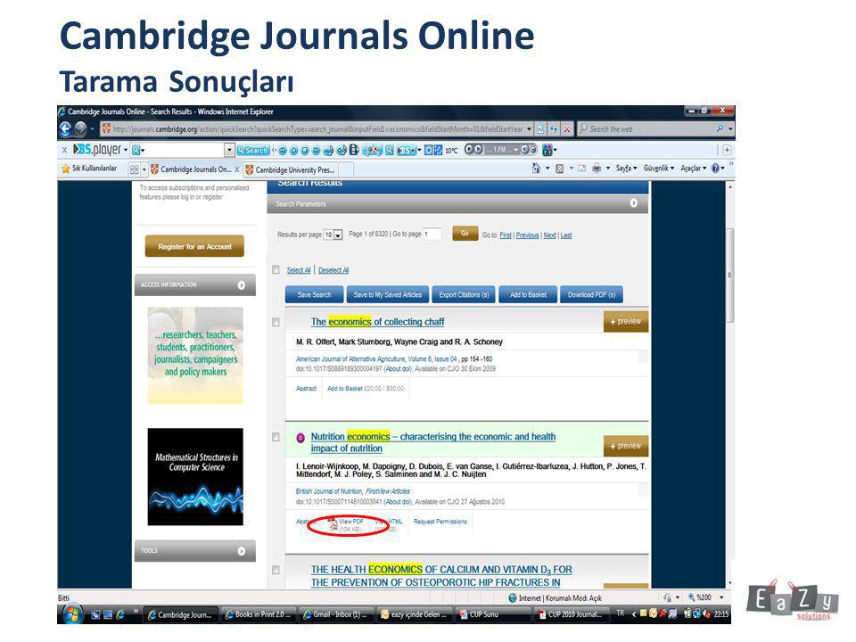 Cambridge Journals Online Tarama Sonuçları