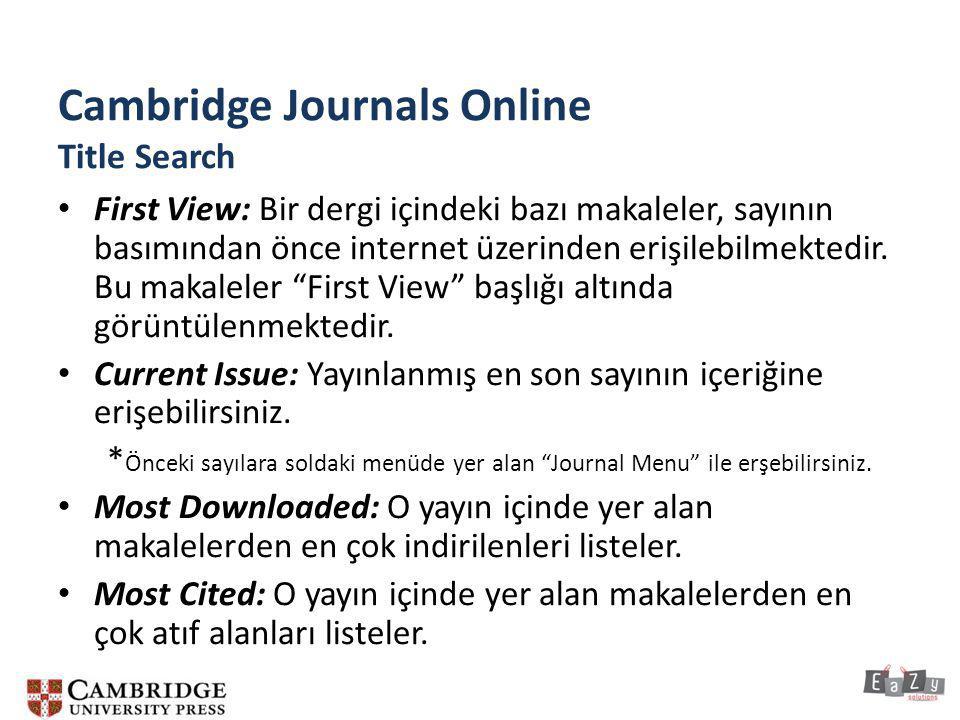 Cambridge Journals Online Title Search