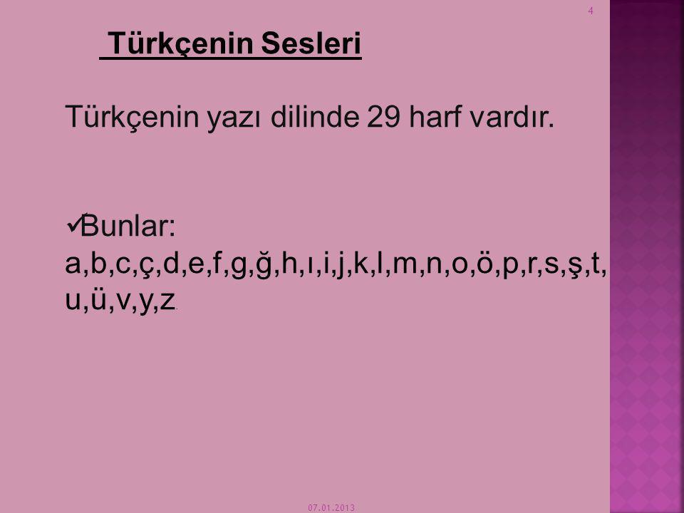 Türkçenin yazı dilinde 29 harf vardır.