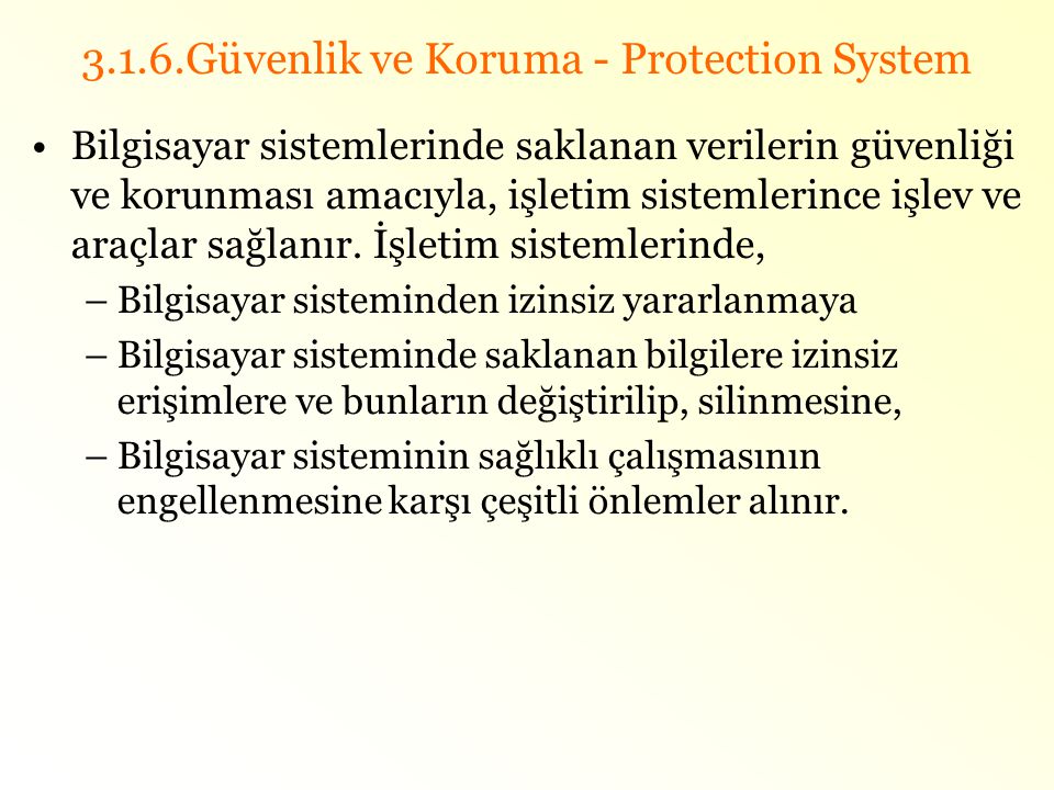 3.1.6.Güvenlik ve Koruma - Protection System