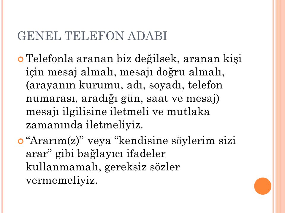GENEL TELEFON ADABI