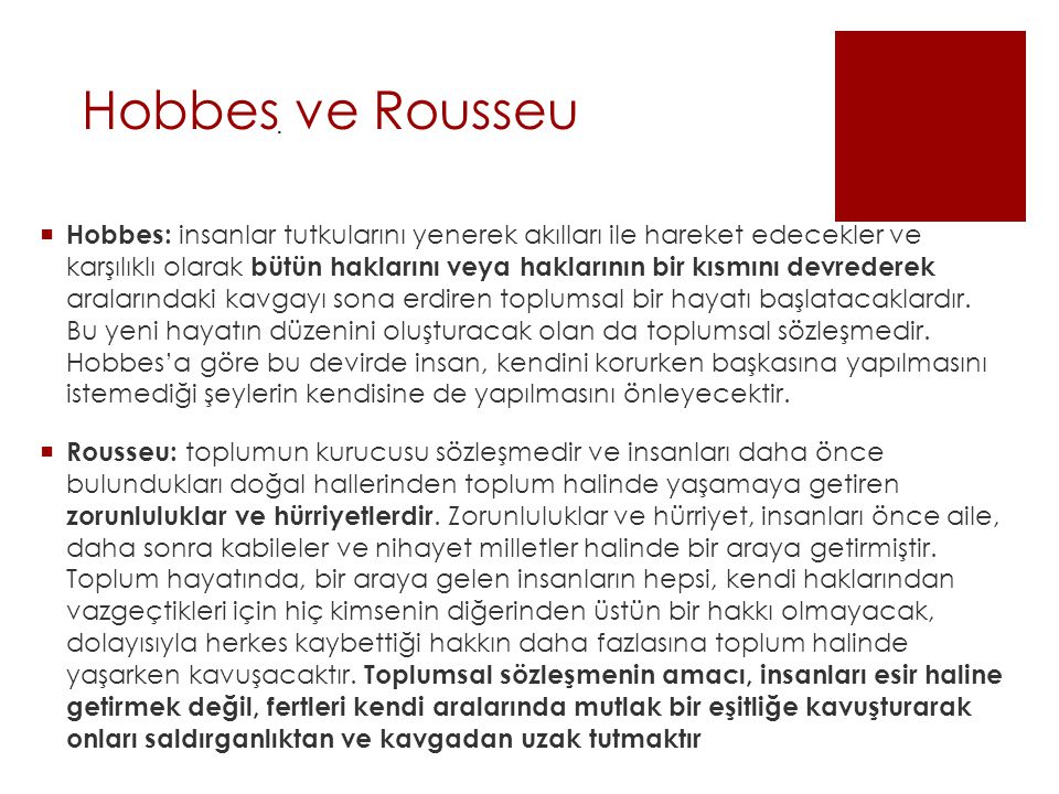Hobbes ve Rousseu .