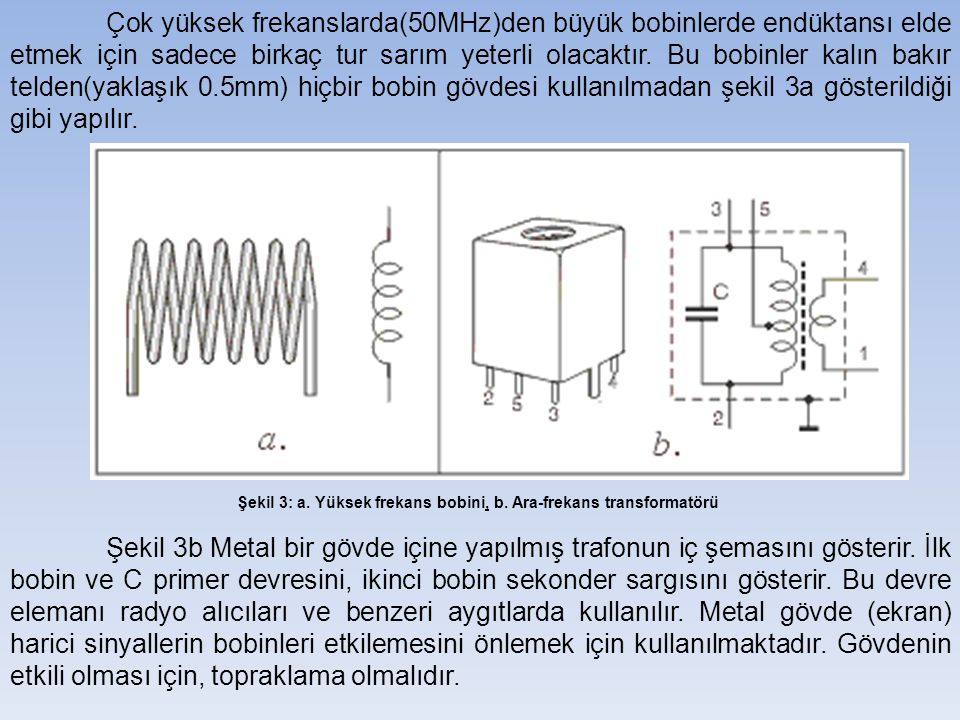 Şekil 3: a. Yüksek frekans bobini, b. Ara-frekans transformatörü