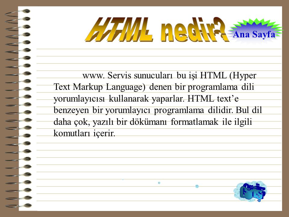 HTML nedir Giriş Ana Sayfa