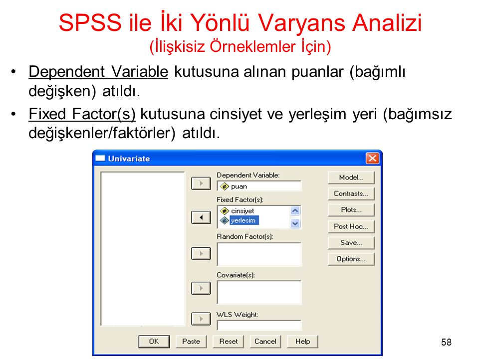 SPSS ile İki Yönlü Varyans Analizi (İlişkisiz Örneklemler İçin)