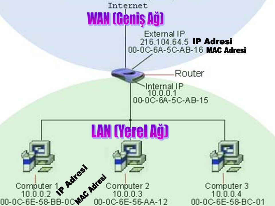 WAN (Geniş Ağ) IP Adresi MAC Adresi LAN (Yerel Ağ) IP Adresi MAC Adresi