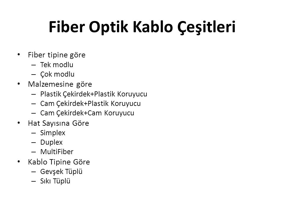 Fiber Optik Kablo Çeşitleri