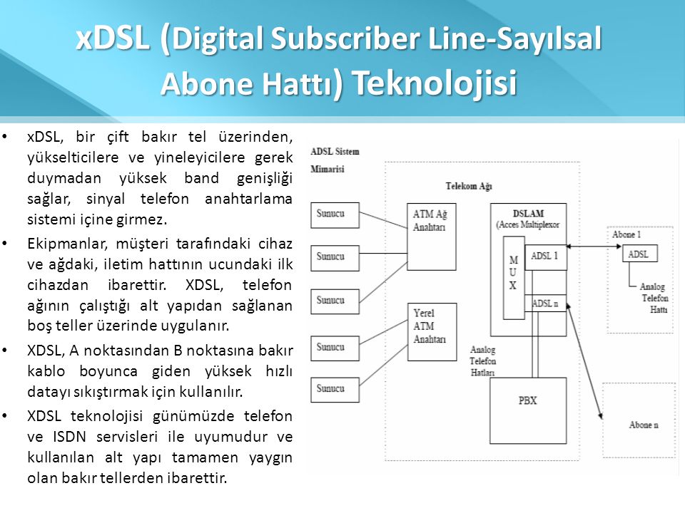 xDSL (Digital Subscriber Line-Sayılsal Abone Hattı) Teknolojisi