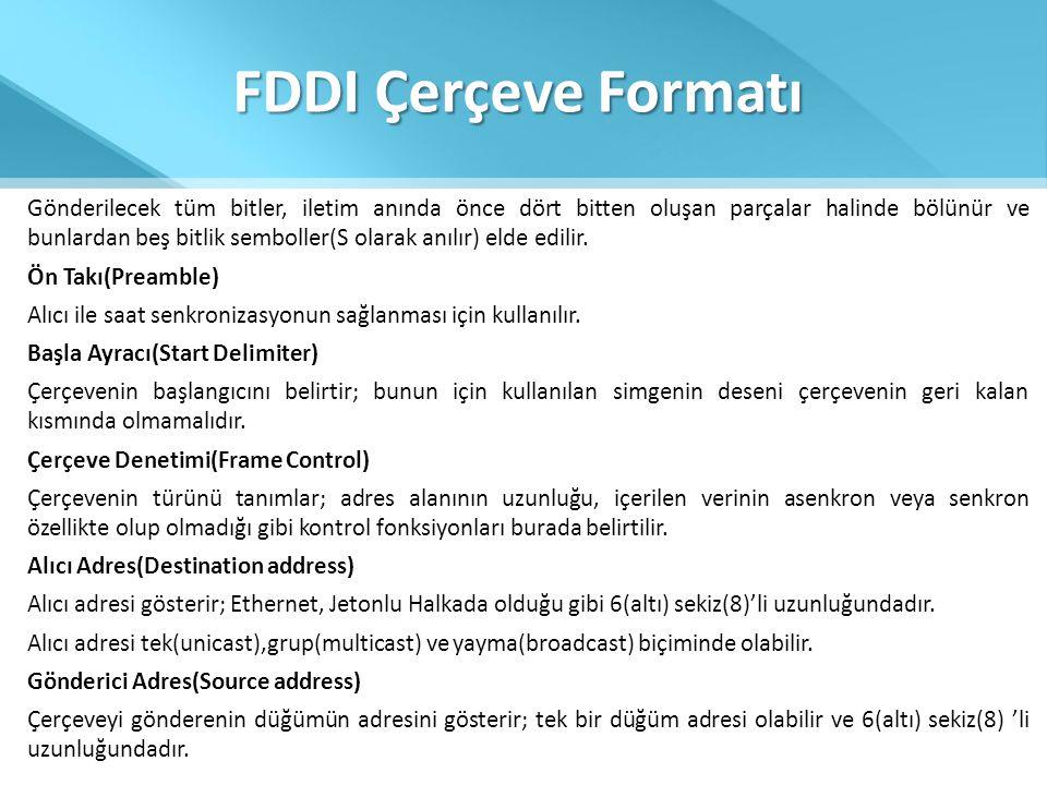 FDDI Çerçeve Formatı