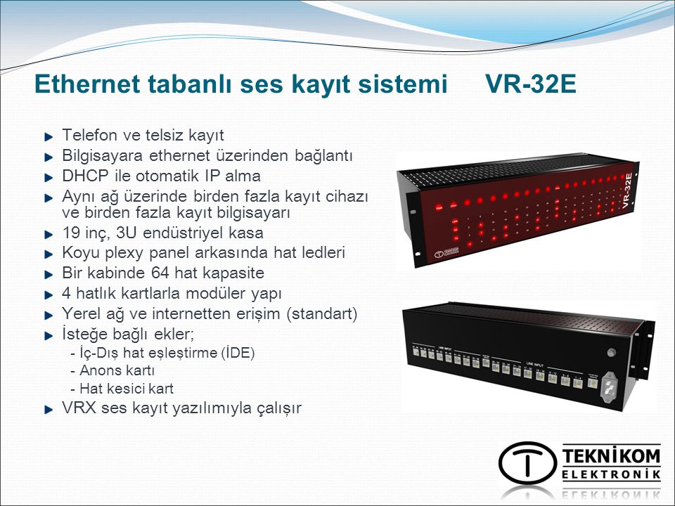 Ethernet tabanlı ses kayıt sistemi VR-32E