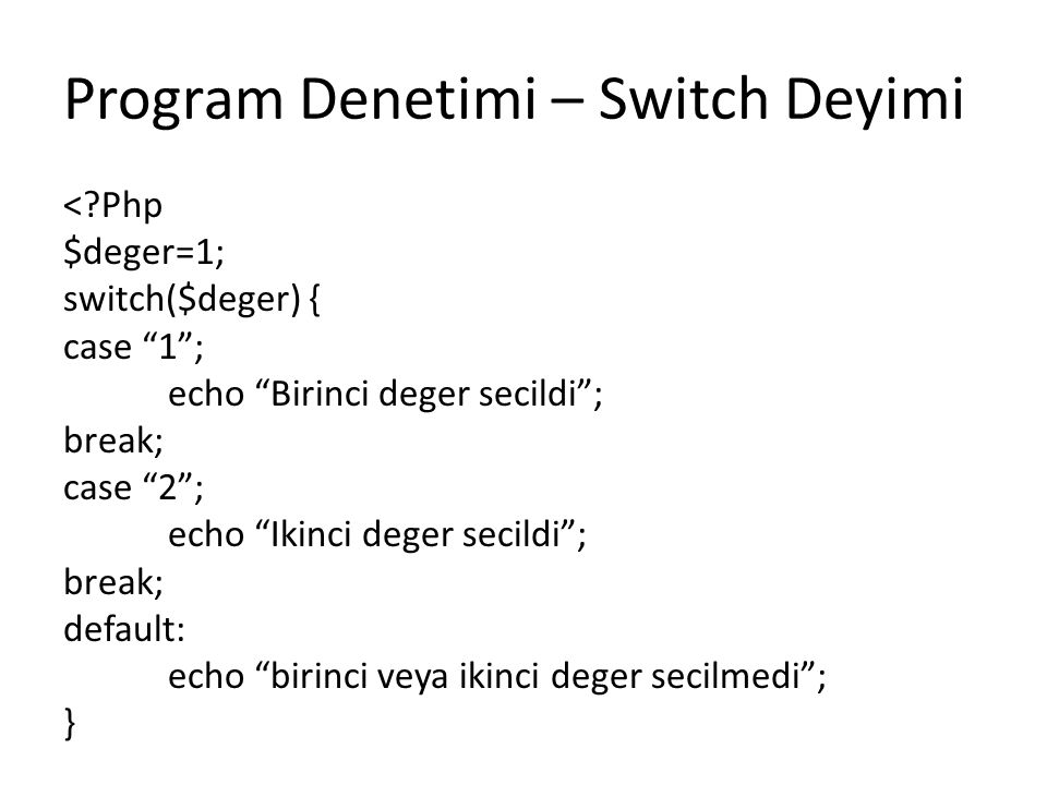 Program Denetimi – Switch Deyimi
