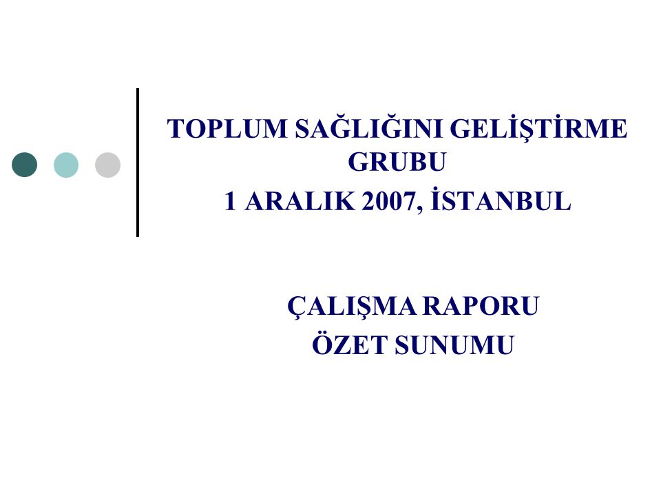 TOPLUM SAĞLIĞINI GELİŞTİRME GRUBU 1 ARALIK 2007, İSTANBUL