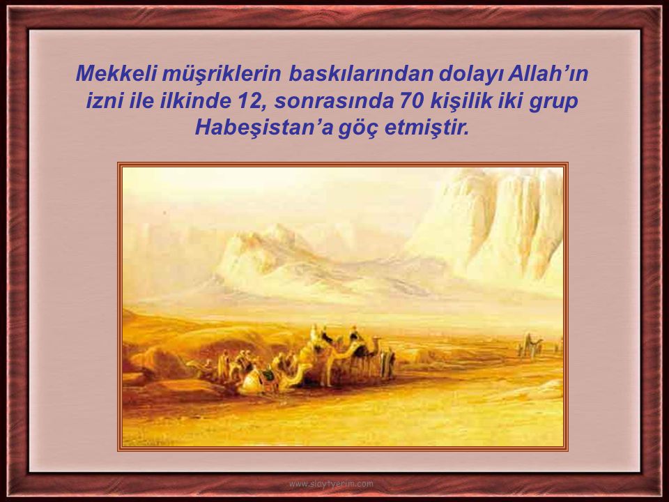 Mekkeli müşriklerin baskılarından dolayı Allah’ın izni ile ilkinde 12, sonrasında 70 kişilik iki grup Habeşistan’a göç etmiştir.
