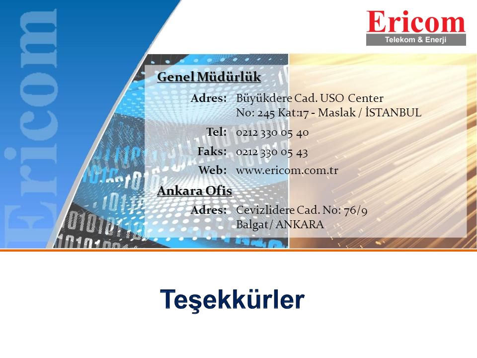 Teşekkürler Genel Müdürlük Ankara Ofis Adres: