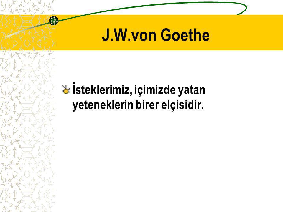 J.W.von Goethe İsteklerimiz, içimizde yatan yeteneklerin birer elçisidir.
