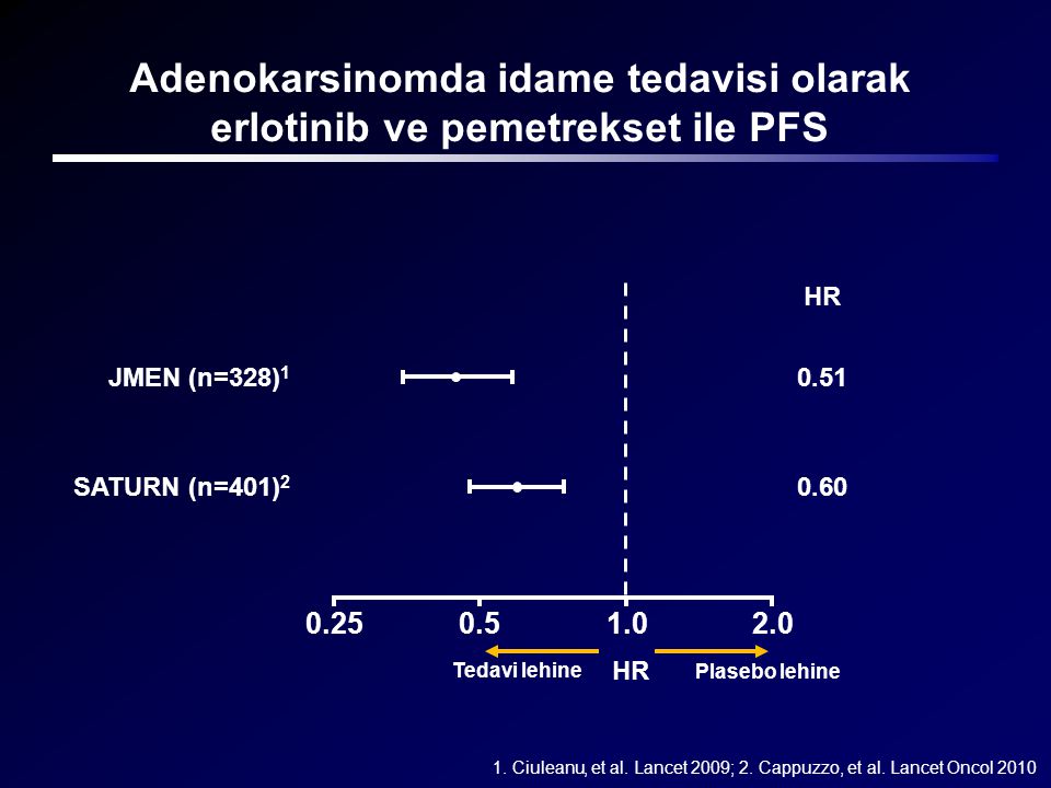 Adenokarsinomda idame tedavisi olarak erlotinib ve pemetrekset ile PFS