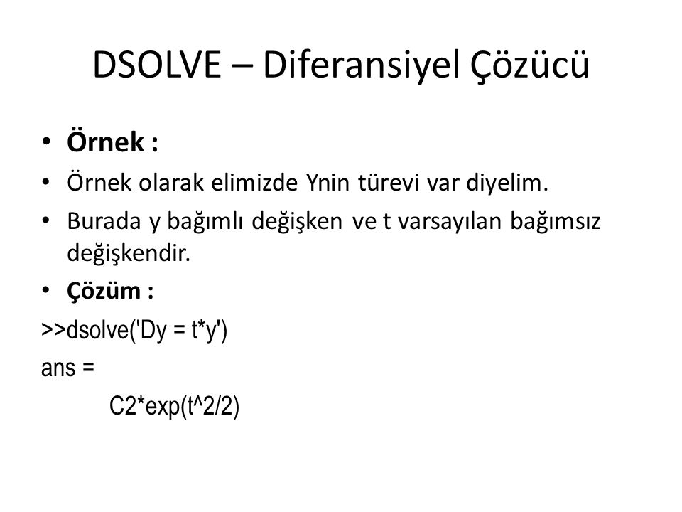 DSOLVE – Diferansiyel Çözücü