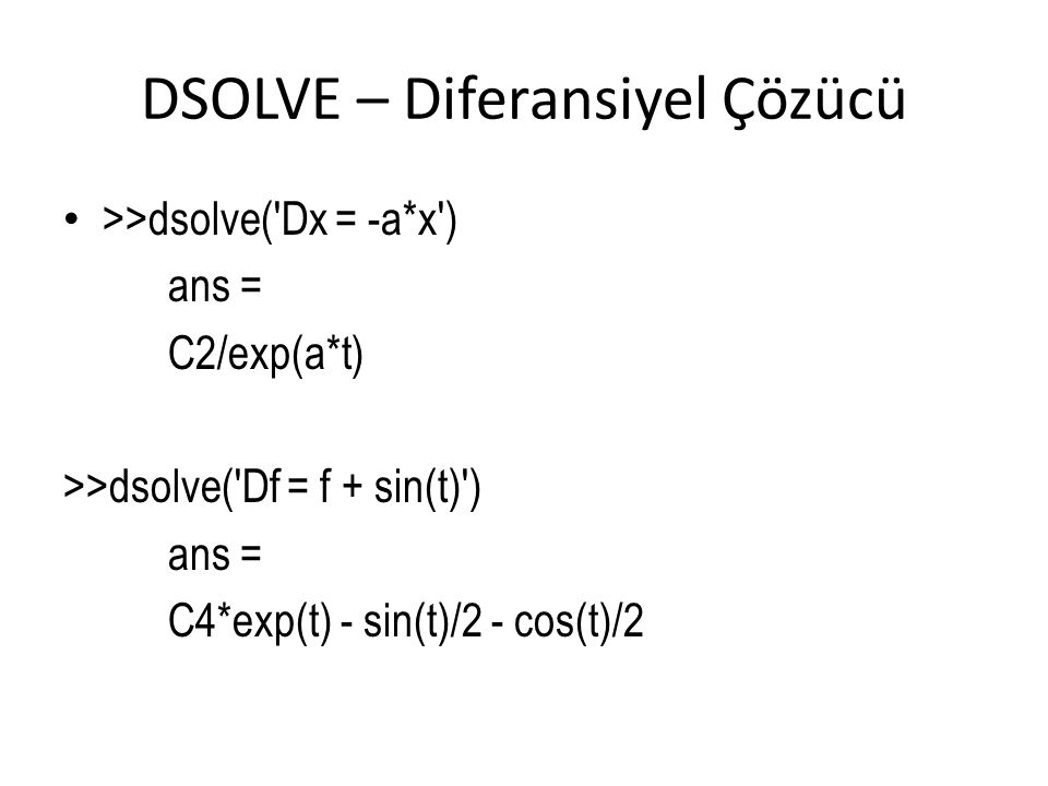 DSOLVE – Diferansiyel Çözücü