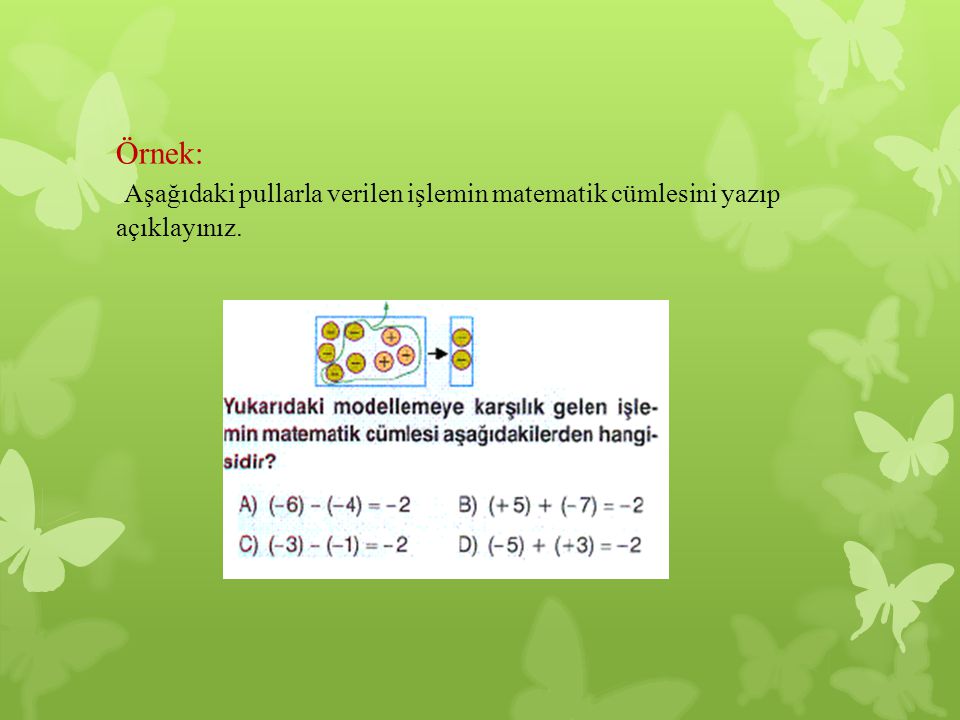 Örnek: Aşağıdaki pullarla verilen işlemin matematik cümlesini yazıp açıklayınız.