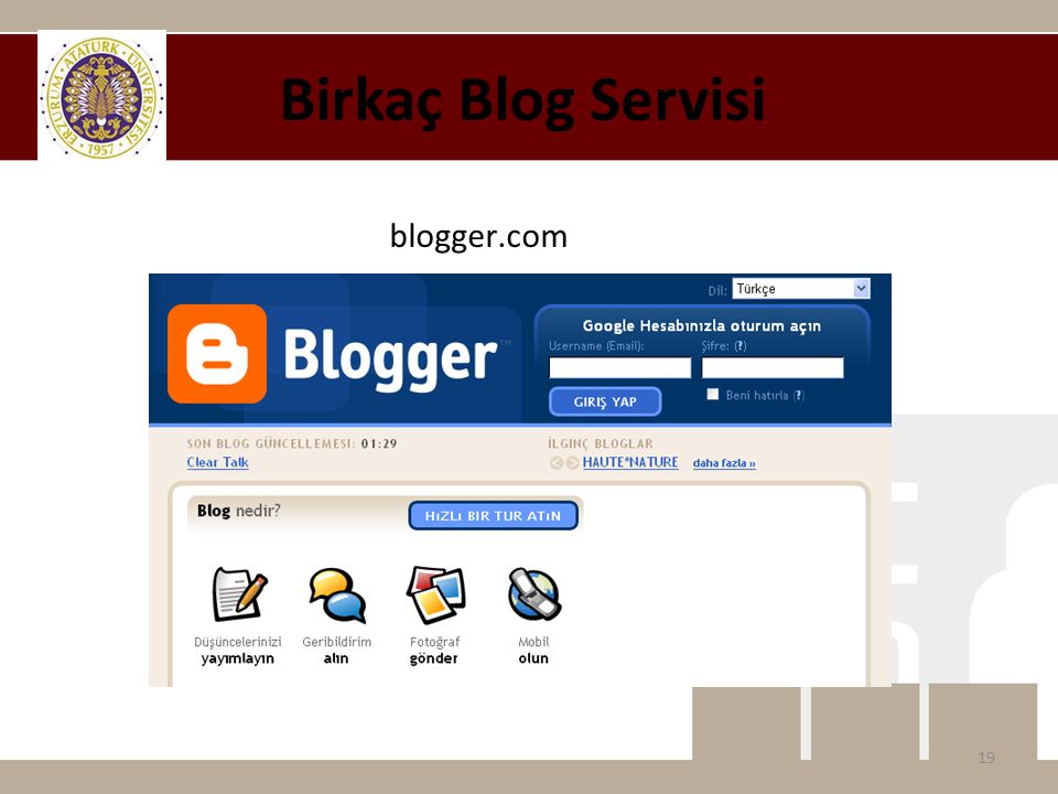 Birkaç Blog Servisi blogger.com