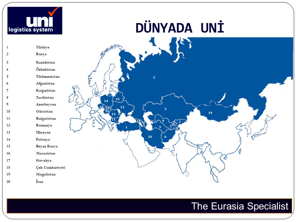 DÜNYADA UNİ The Eurasia Specialist 1 Türkiye 2 Rusya 3 Kazakistan