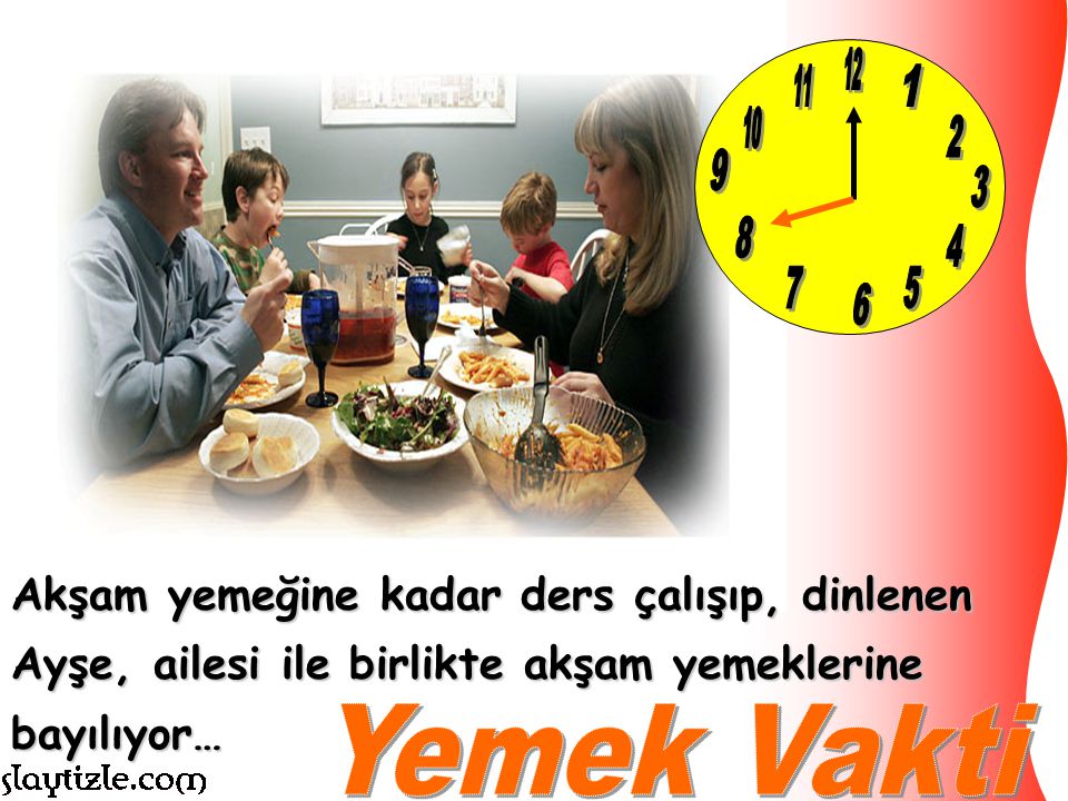 Akşam yemeğine kadar ders çalışıp, dinlenen Ayşe, ailesi ile birlikte akşam yemeklerine bayılıyor…
