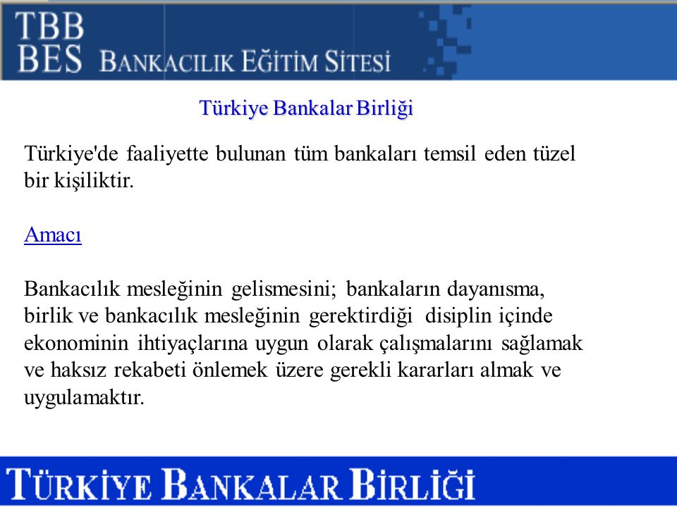 Türkiye de faaliyette bulunan tüm bankaları temsil eden tüzel
