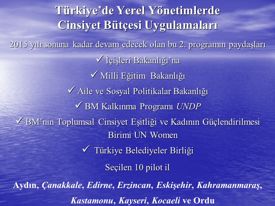 Türkiye’de Yerel Yönetimlerde Cinsiyet Bütçesi Uygulamaları