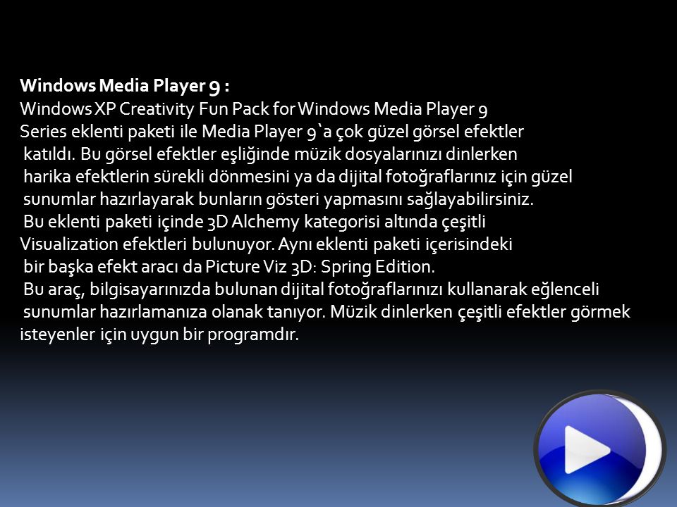 Windows Media Player 9 : Windows XP Creativity Fun Pack for Windows Media Player 9
