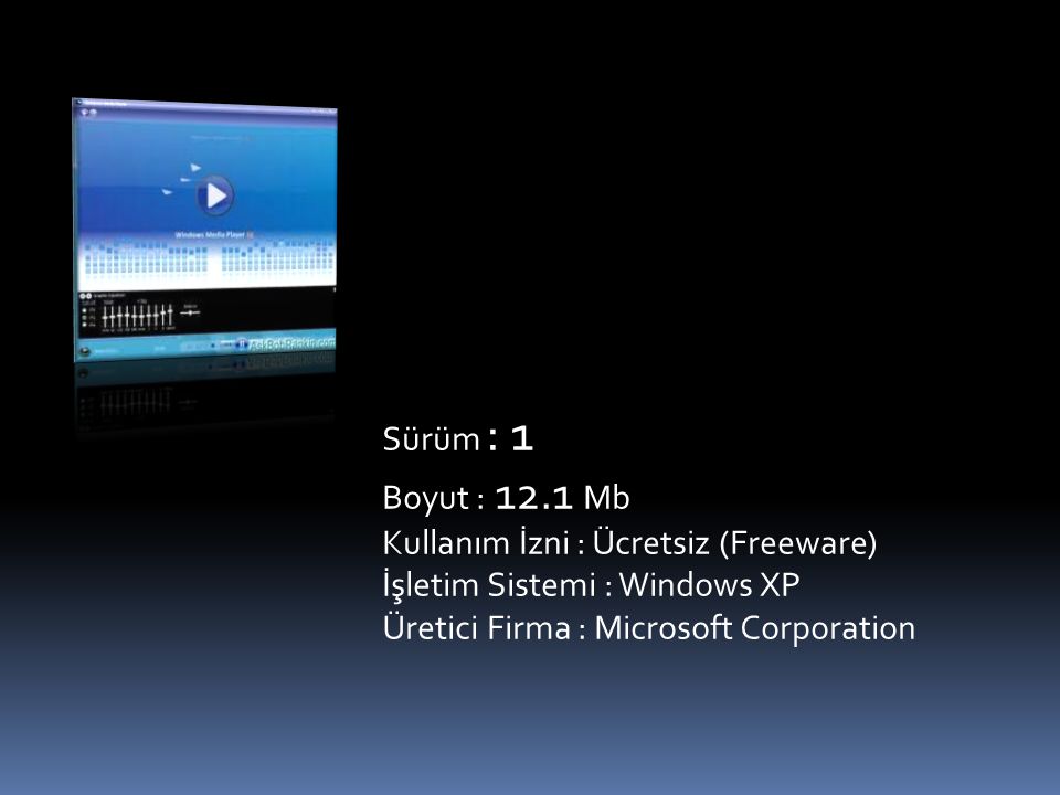 Sürüm : 1 Boyut : 12.1 Mb Kullanım İzni : Ücretsiz (Freeware) İşletim Sistemi : Windows XP Üretici Firma : Microsoft Corporation